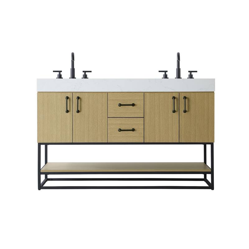 Elegant Lighting VF29254D Caroline 54" Free Standing Double Basin - Honey Brown