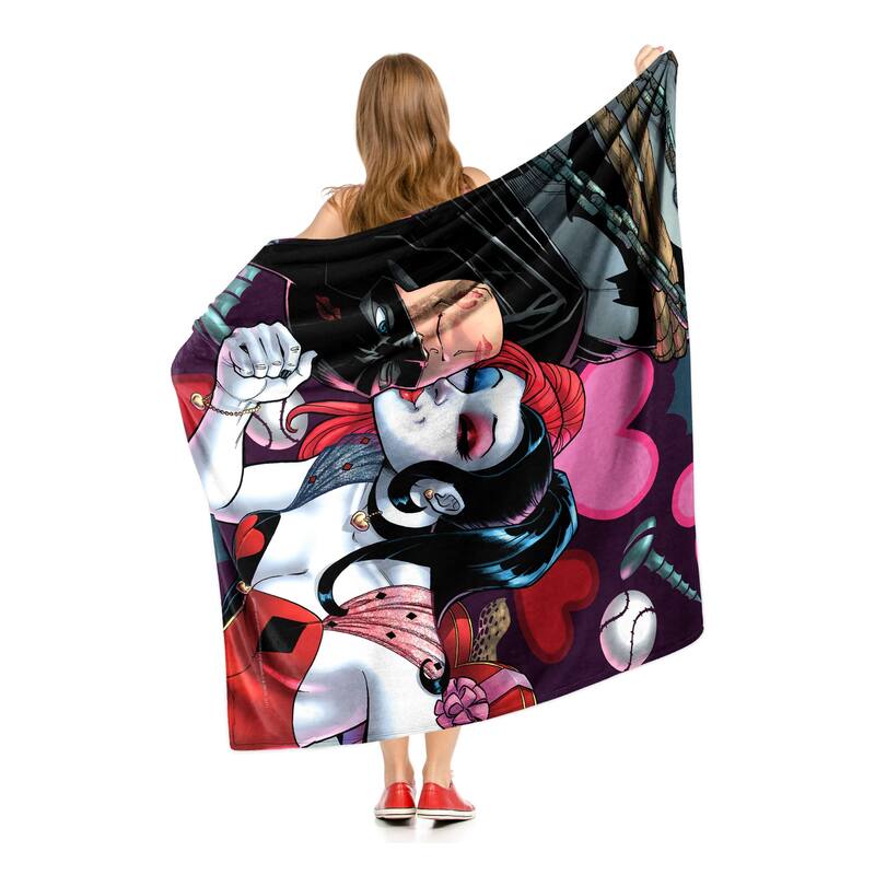 Warner Brothers DC Batman Harley And Batsy Silk Touch Throw Blanket