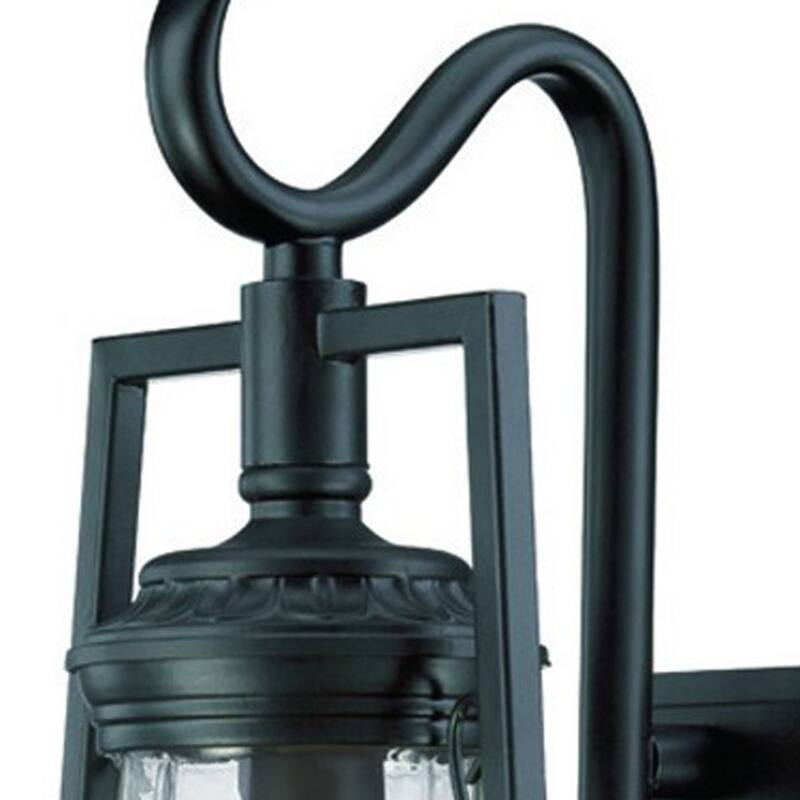 Matte Black Aluminum Outdoor Wall Lantern with Swirled Glass Hardwired LED - 10.25” x 9” x 18.5” (D x W x H)