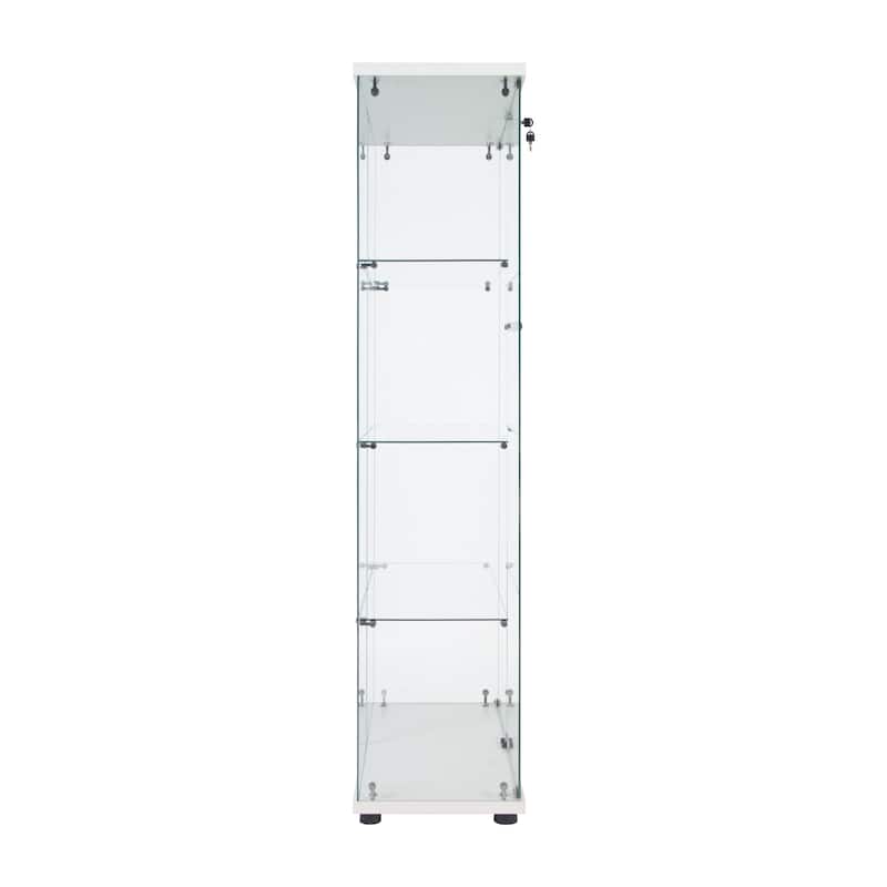 Lighted Two Door Glass Cabinet Glass Display Cabinet with 4 Shelves