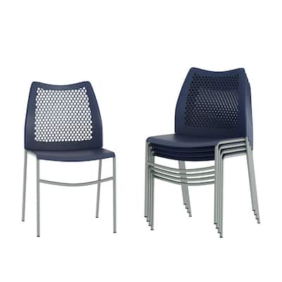 5 Pack Stackable Chair with Vented Back and Waterfall Seat - 17.75"W x 21.5"D x 32"H
