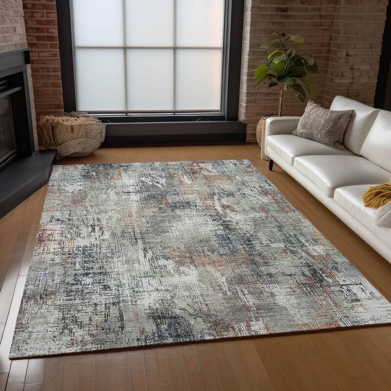 Machine Washable Indoor/ Outdoor Chantille Boho Abstract Rug