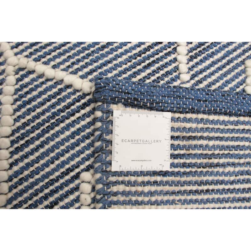 ECARPETGALLERY Braid weave Sienna Navy Wool Rug - 4'11 x 8'0
