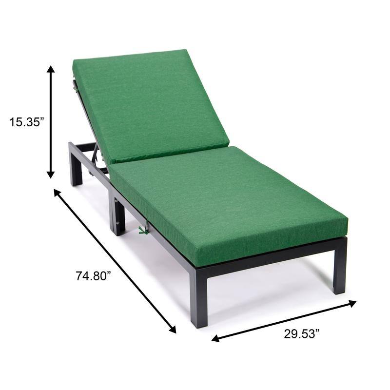 Chelsea Heavy-Duty Aluminum Outdoor Chaise Lounge with Machine-Washable Fade-Resistant Cushions, Lay-Flat Design