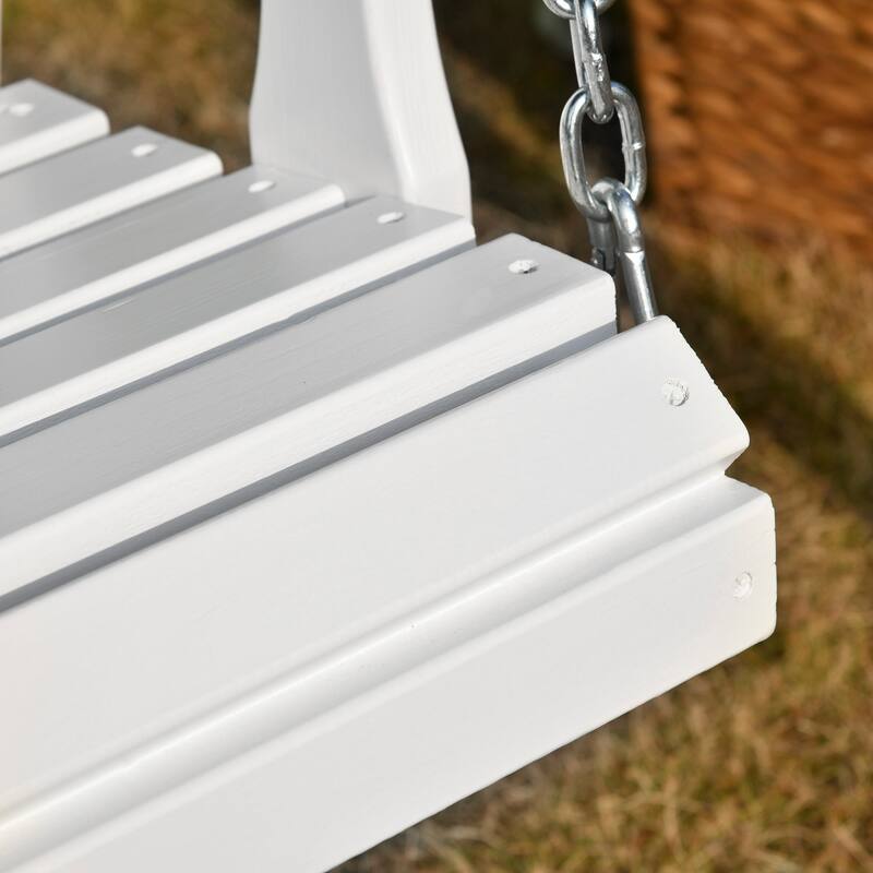 Outsunny 2-Person Outdoor Porch Swing Bench with 2 Built-In Cup Holders, Slatted Design, & Chains Included