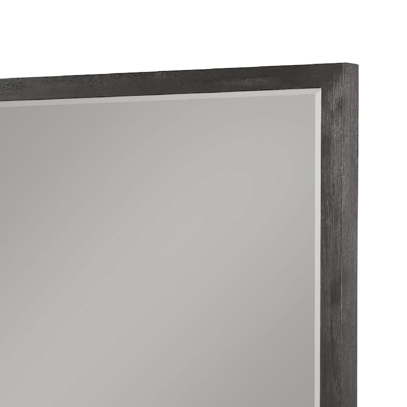 Jose 48 Inch Dresser Mirror with Acacia Wood Frame, Weathered Dark Gray