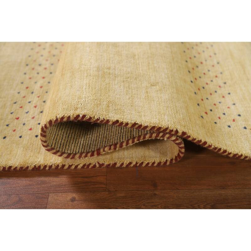 Tribal Gabbeh Oriental Runner Rug Handmade Green / Yellow Wool Carpet - 2'9"x 7'11"