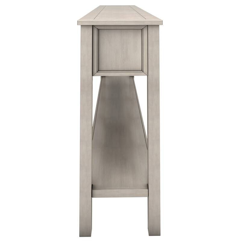 Storage Bench with 2 Drawers and 2 Cabinets, Shoe Bench with Removable Cushion for Living Room, Entryway