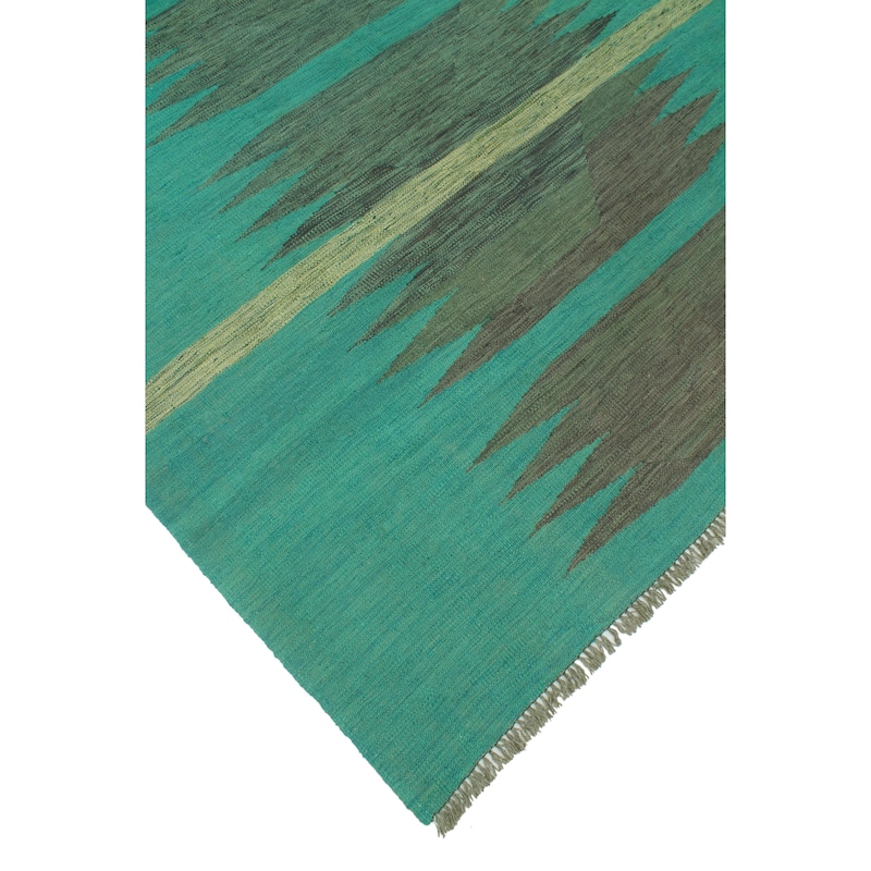Noori Rug Winchester Kilim Rayna Turquoise/Grey Runner - 2'5" x 6'4"