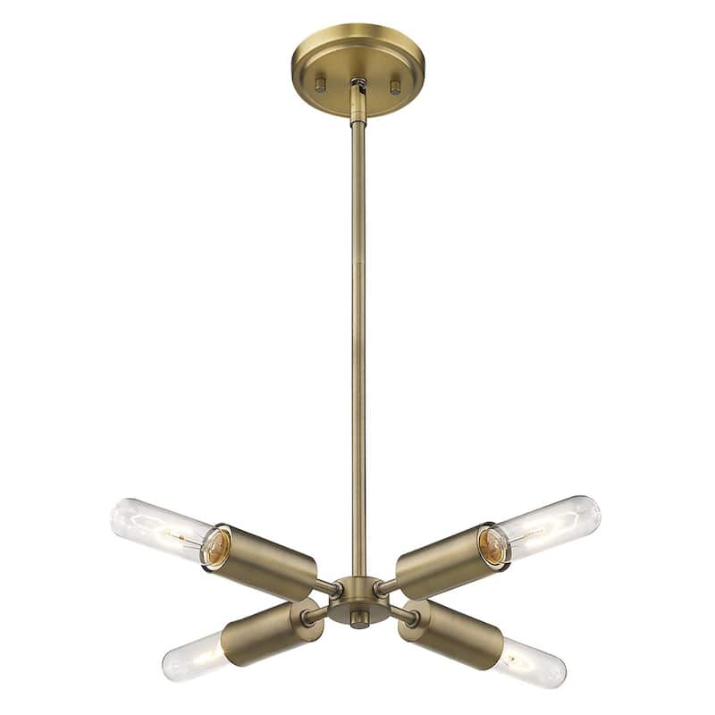 HomeRoots Gold Four Light Metal Dimmable Chandelier - 12' X '1.75' X '12