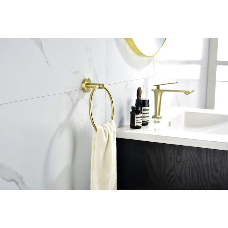 6 Piece Bathroom Hardware Set Brushed Gold Wall Mount Modern Bathroom Towel Holder Bar 304 Stainless Steel Bath Accessories Set