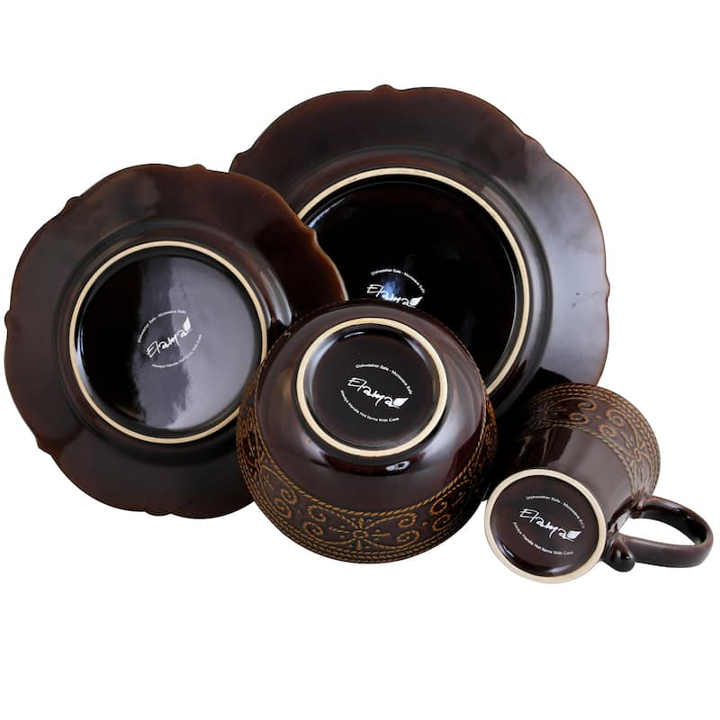 Elama Rim Deco 16-pc. Stoneware Dinnerware Set