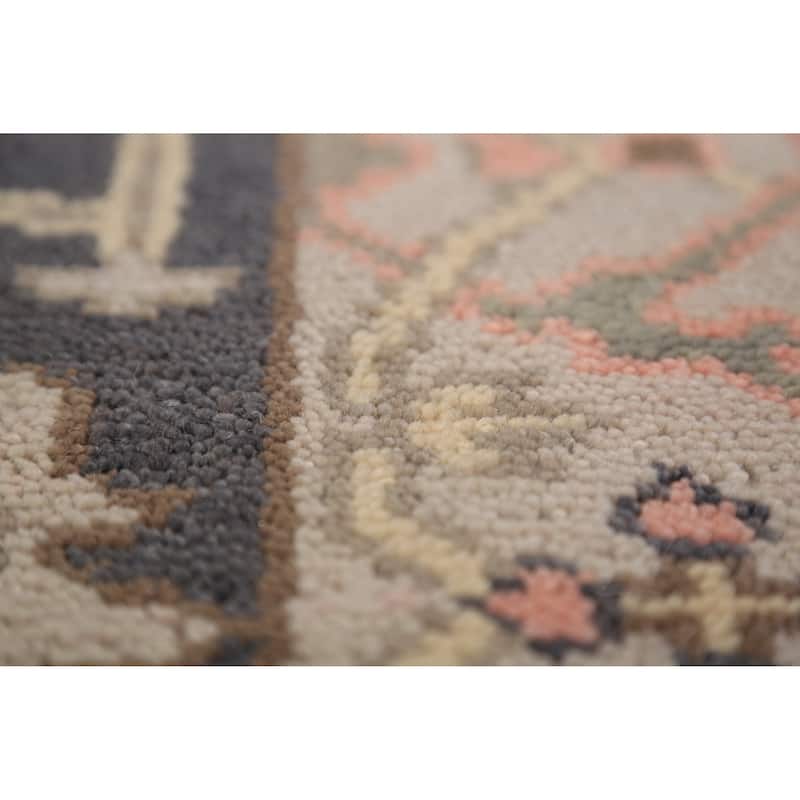 Gray Oushak Indian Runner Rug Handmade Floral Wool Carpet - 2'6"x 7'10"