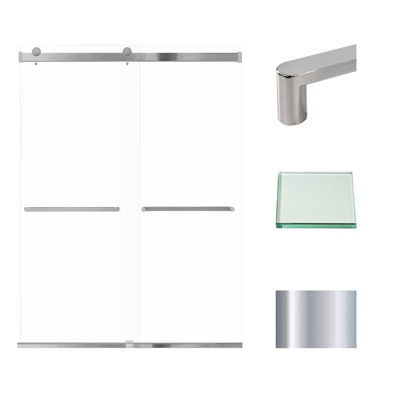Brianna 60 in. W x 80 in. H By-Pass Frameless Shower Door with Clear Glass - 56-60-in W x 80-in H