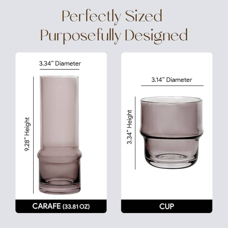 Elle Decor Bedside Water Carafe with Tumbler Doubles as Lid - 3.34" x 9.28"