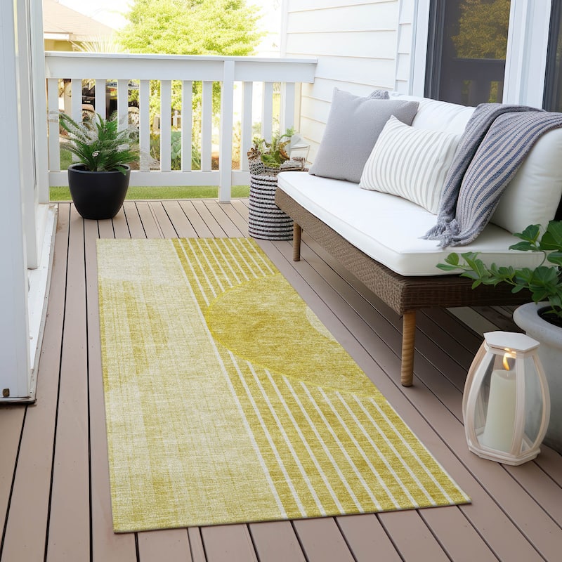 Machine Washable Indoor/ Outdoor Chantille Contemporary Geo Rug