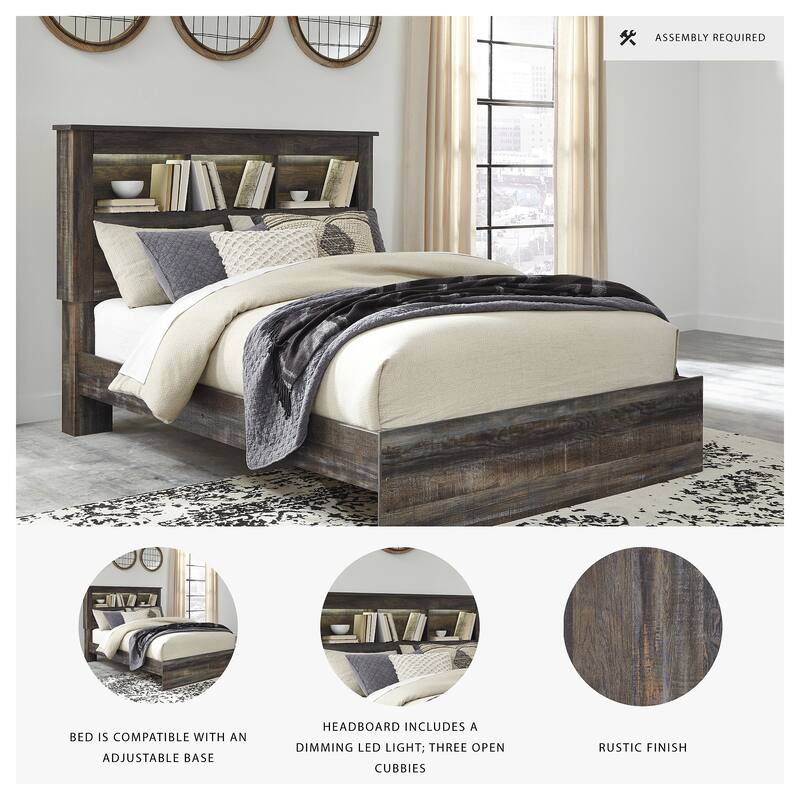 Drystan Rustic Brown Bookcase Bed