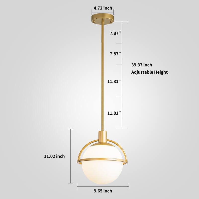 Starsky 1-Light 9in. Modern Globe Chandelier Single Frosted Glass Pendant Light