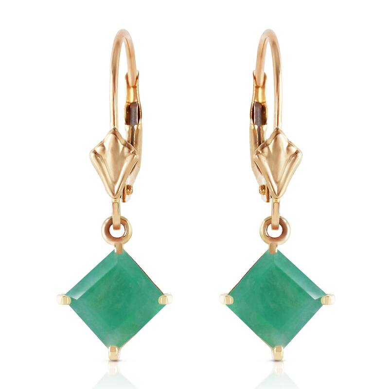 14K Solid Gold Leverback Earrings Emerald Jewelry Series Royal