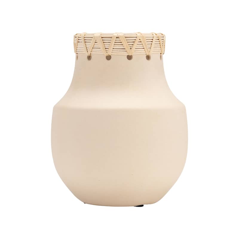 Sagebrook Home Neutral Textured Ceramic Artisan Vase - Timeless Decor Piece