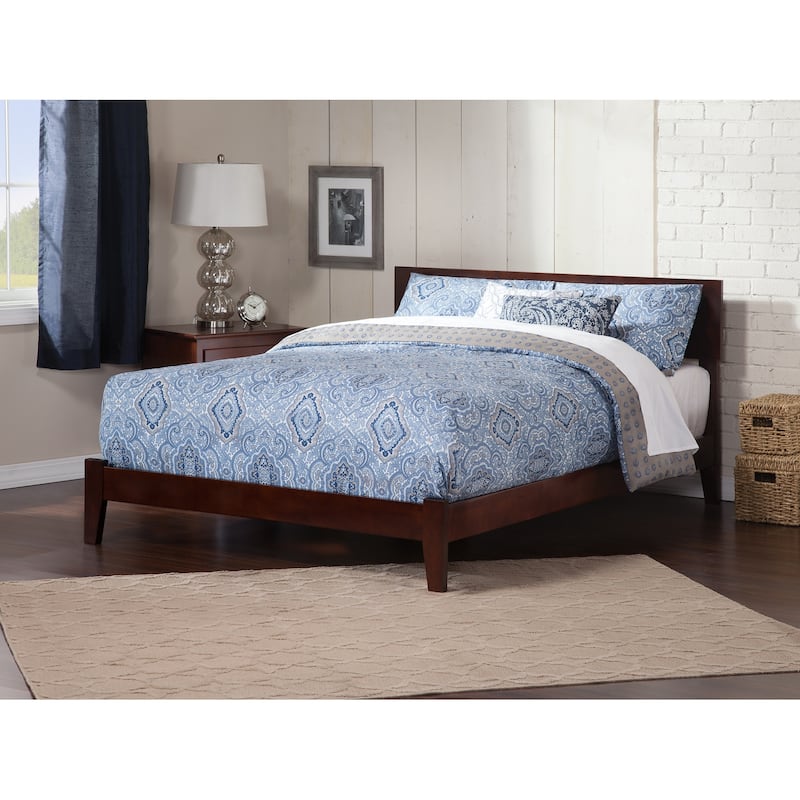 AFI Orlando King Foundation Bed with Charging Station in Walnut