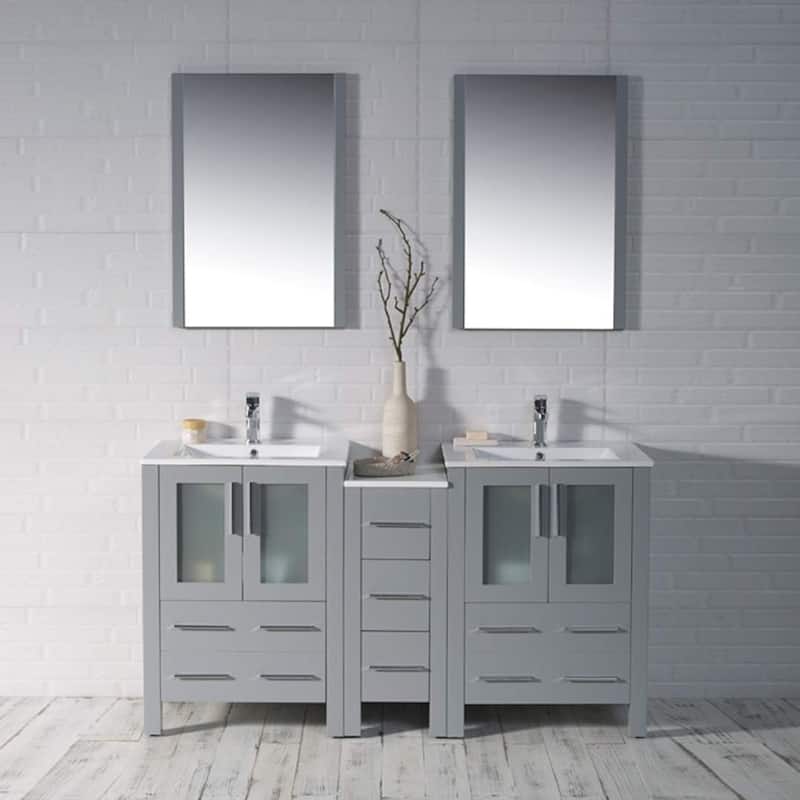 Blossom Sydney 60" Solid Wood Double Sink Bathroom Vanity with Cabinet