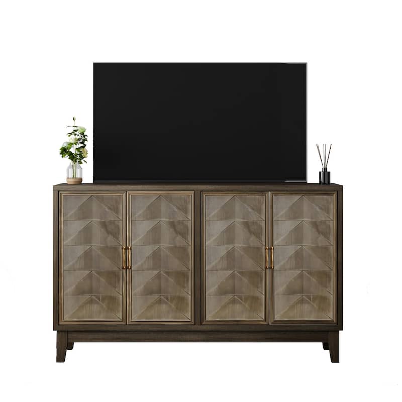 Retro Sideboard Buffet Cabinet, 55.12" 4-Door Storage Console