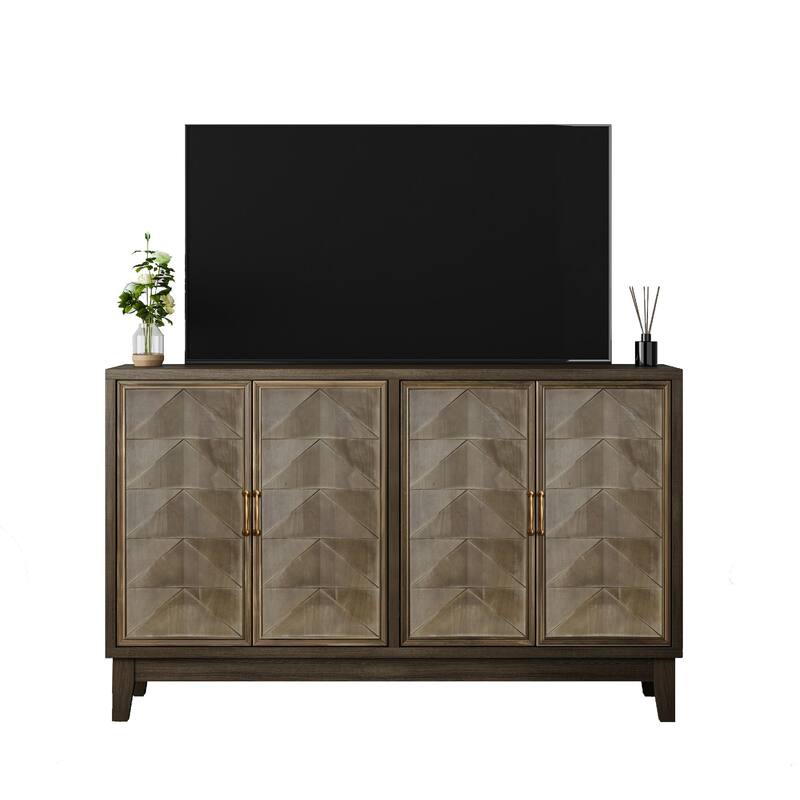 Sideboard Cabinet with 4 Doors, Accent Storage Cabinet with Adjustabel Shelves, Console Table with Solid Wood Legs