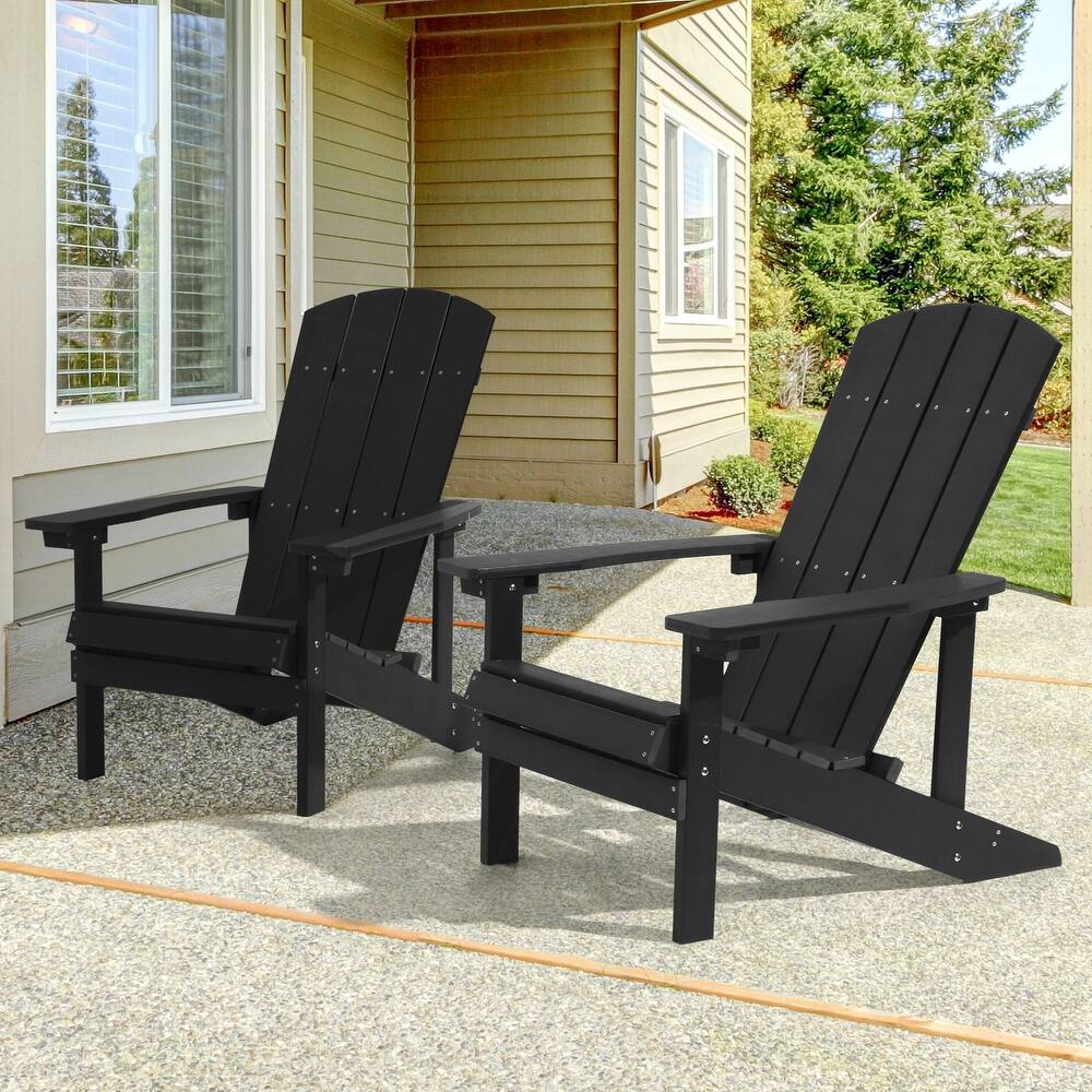 BONOSUKI Patio Adirondack Chair with Cupholder,Weather Resin-Set of 2