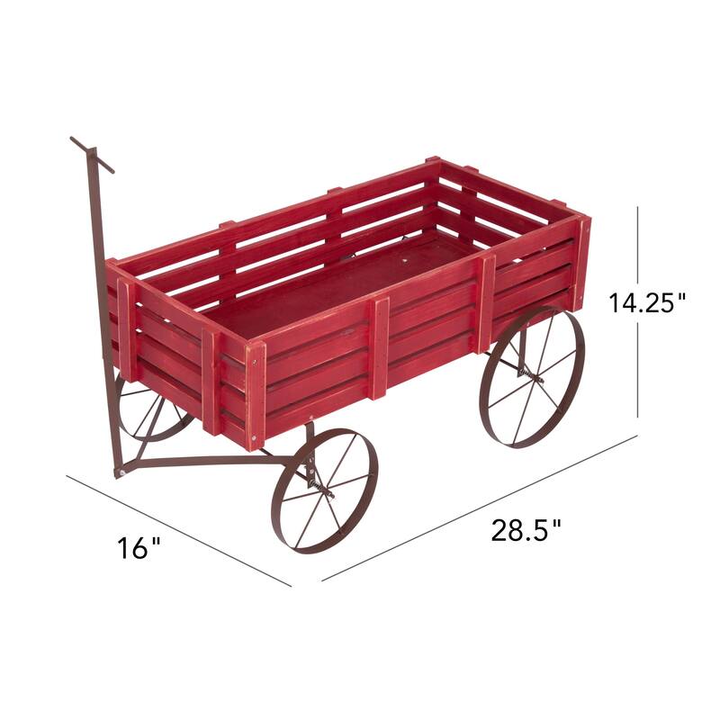 Goldcoast Rustic Wagon Garden Planter with Metal Wheels