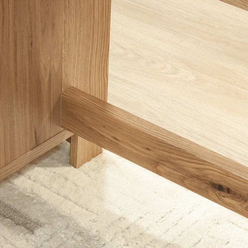 Wood L-Shaped Desk with Small Drawer, Brown