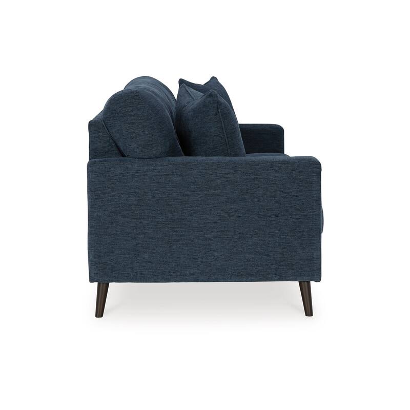 Bixy Sofa, 79 Inch Dark Blue, Track Armrests, 2 Accent Throw Pillows