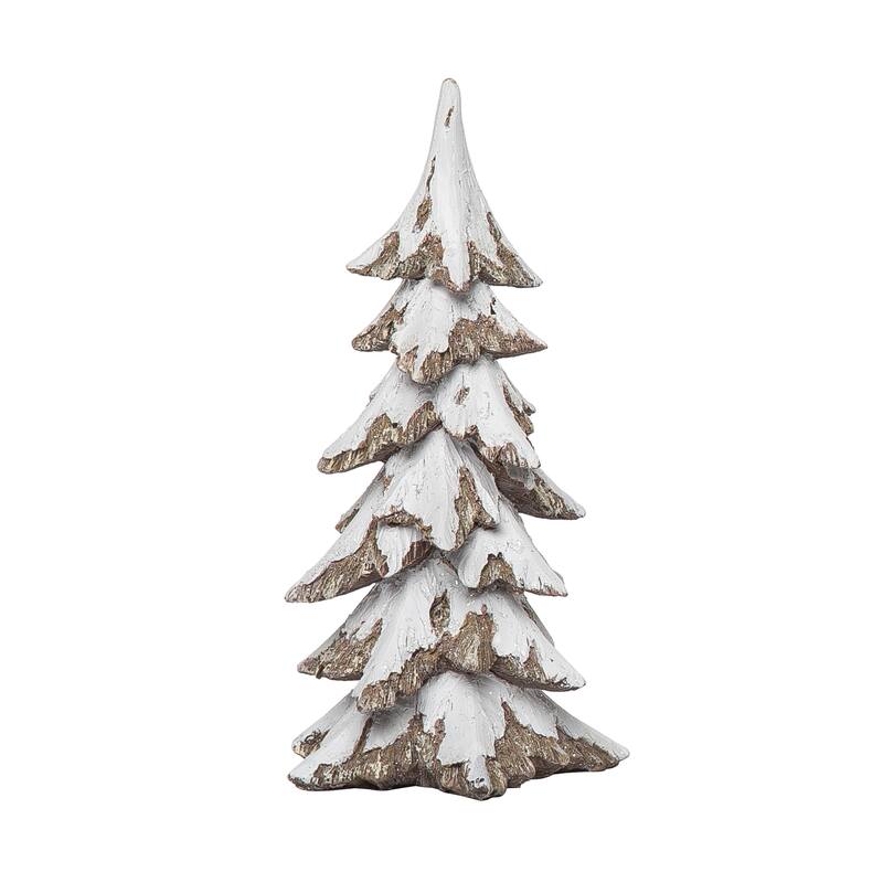 Transpac Resin 8.25 in. Off-White Christmas Snowy Tree
