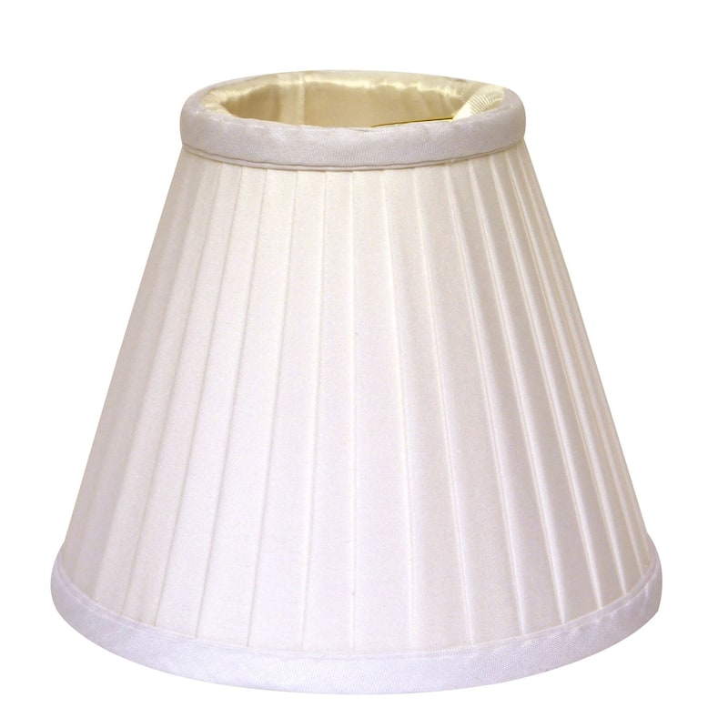 HomeRoots4" White Set of 6 Slanted Pleat Chandelier Silk Lampshades - 4