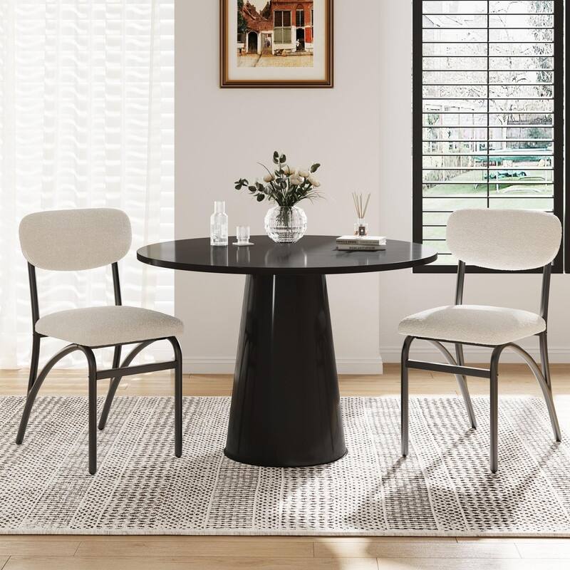 Modern Upholstered Kitchen Dining Room Chairs Set of 2,with Arched Metal Legs