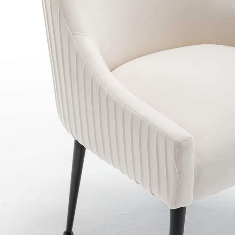 SEYNAR Modern Glam Velvet Black Metal Legs Dining Chair or Vanity Chair Set of 2 with Rear Handle