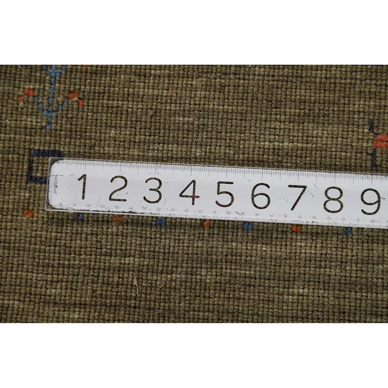 Tribal Green Gabbeh Oriental Area Rug Handmade Wool Carpet - 8'1"x 10'1"