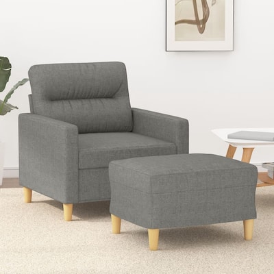 vidaXL Sofa with Footstool Dark/Light Gray multi size Fabric