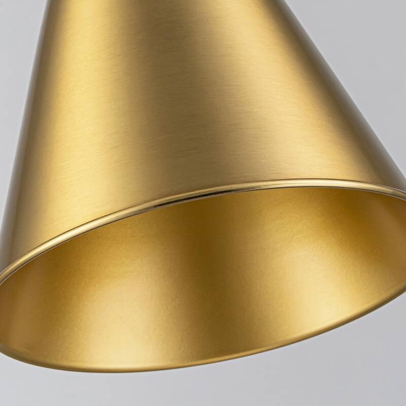 7.3" 1-Light Retro Brass Finish Pendant Light with Cone Shade for use in Bedroom, Kicthen Island