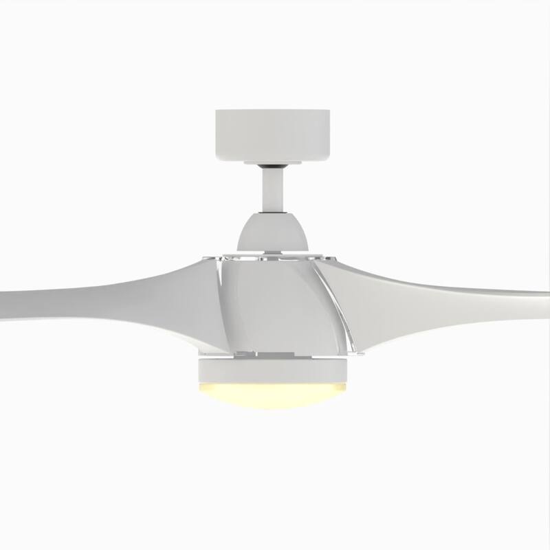 Fanimation Klear 56 inch Indoor/Outdoor Smart Ceiling Fan with LED CCT Select Light Kit and Remote - Matte White