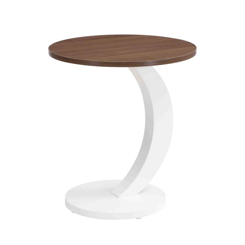 Modern Nesting Coffee Table Set of 2 with Oval and Round Tables, Accent Table with Curved Metal Bases