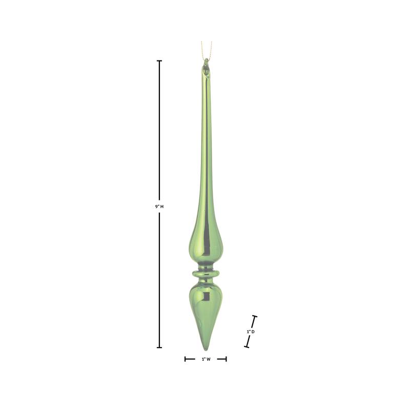 9" Shiny Glass Finial Ornament