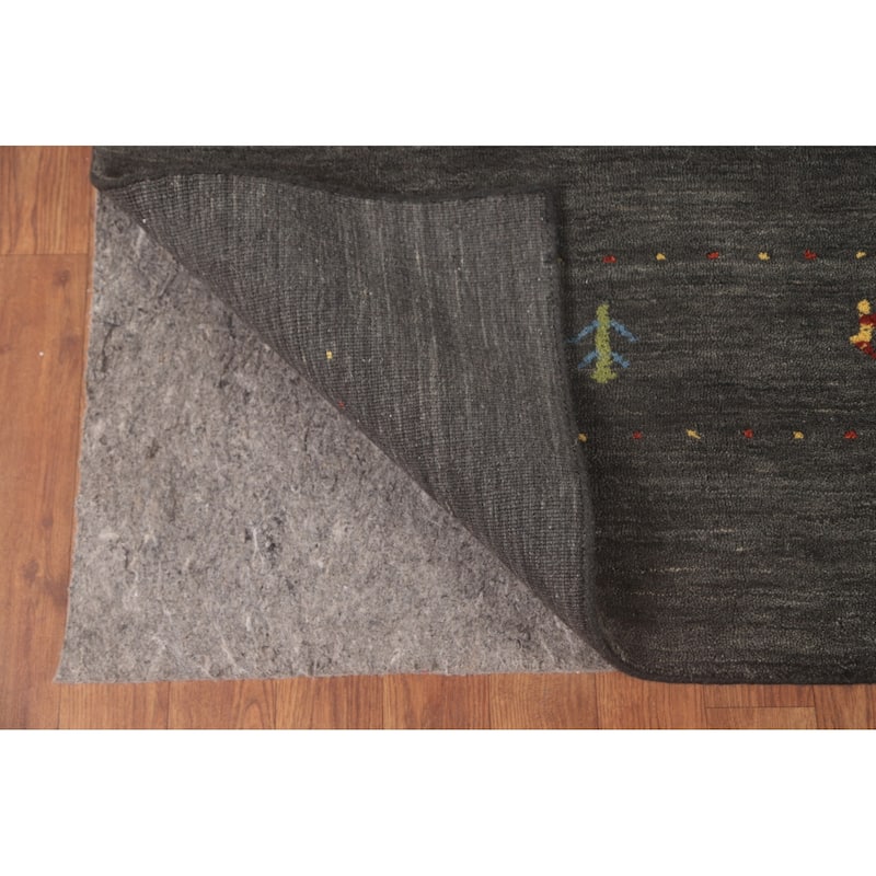 Tribal Animals Gabbeh Oriental Area Rug Wool Carpet - 6'1"x 9'9"