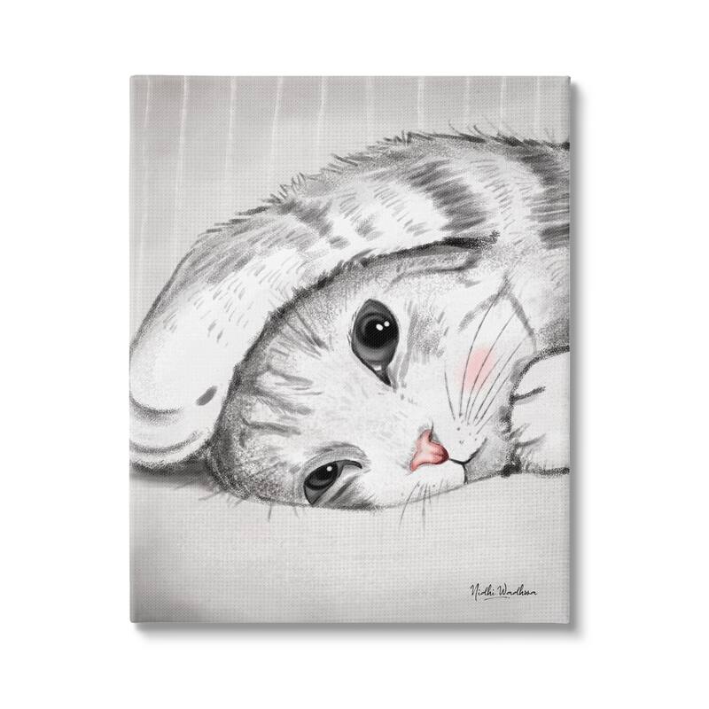 Stupell Sleepy Cat Portrait Canvas Wall Art Design by Nidhi Wadhwa - 16 x 20