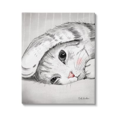 Stupell Sleepy Cat Portrait Canvas Wall Art Design by Nidhi Wadhwa