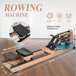 Water Rowing Machine Indoor Wooden Water Resistance Rowing Machine with LCD Monitor