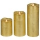 preview thumbnail 1 of 4, LED Brushed Flameless Christmas Pillar Candles - 8" - Gold Finish - Set of 3
