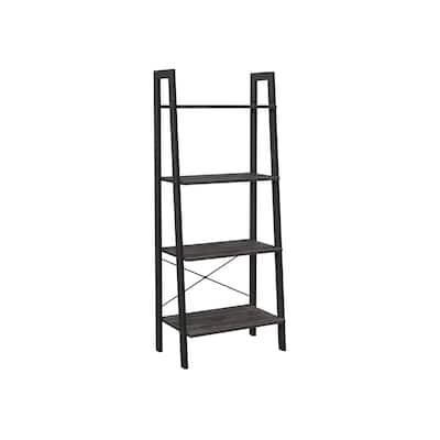 Ladder Shelf, 4-Tier Bookshelf, Storage Rack Shelves, Bathroom, Living Room, Industrial Accent Furniture, Steel Frame