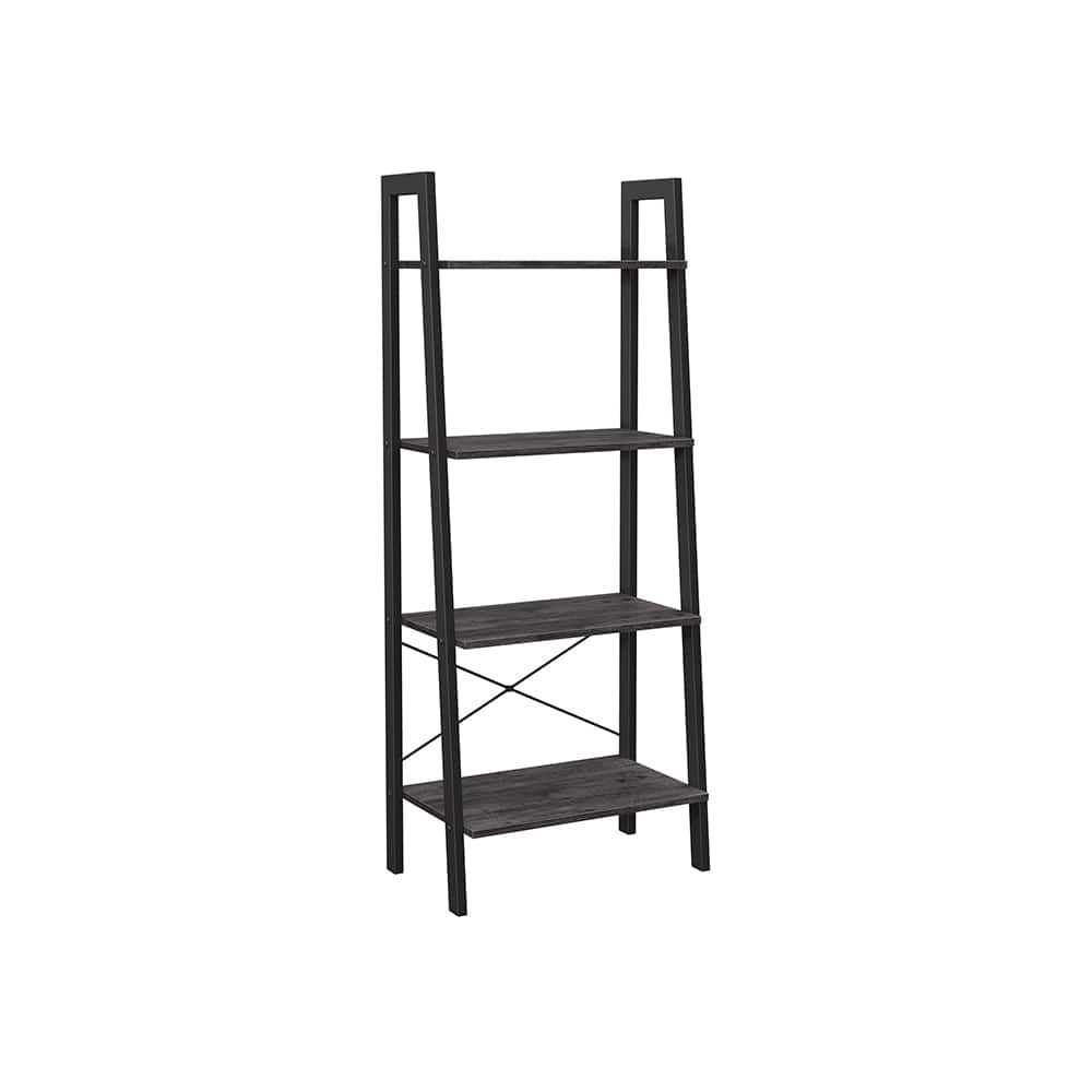 Ladder Shelf, 4-Tier Bookshelf, Storage Rack Shelves, Bathroom, Living Room, Industrial Accent Furniture, Steel Frame