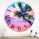 preview thumbnail 7 of 9, Designart 'Vivid Sunset Landscape With Palm and Swing' Nautical & Coastal wall clock 29 In. Wide x 29 In. High